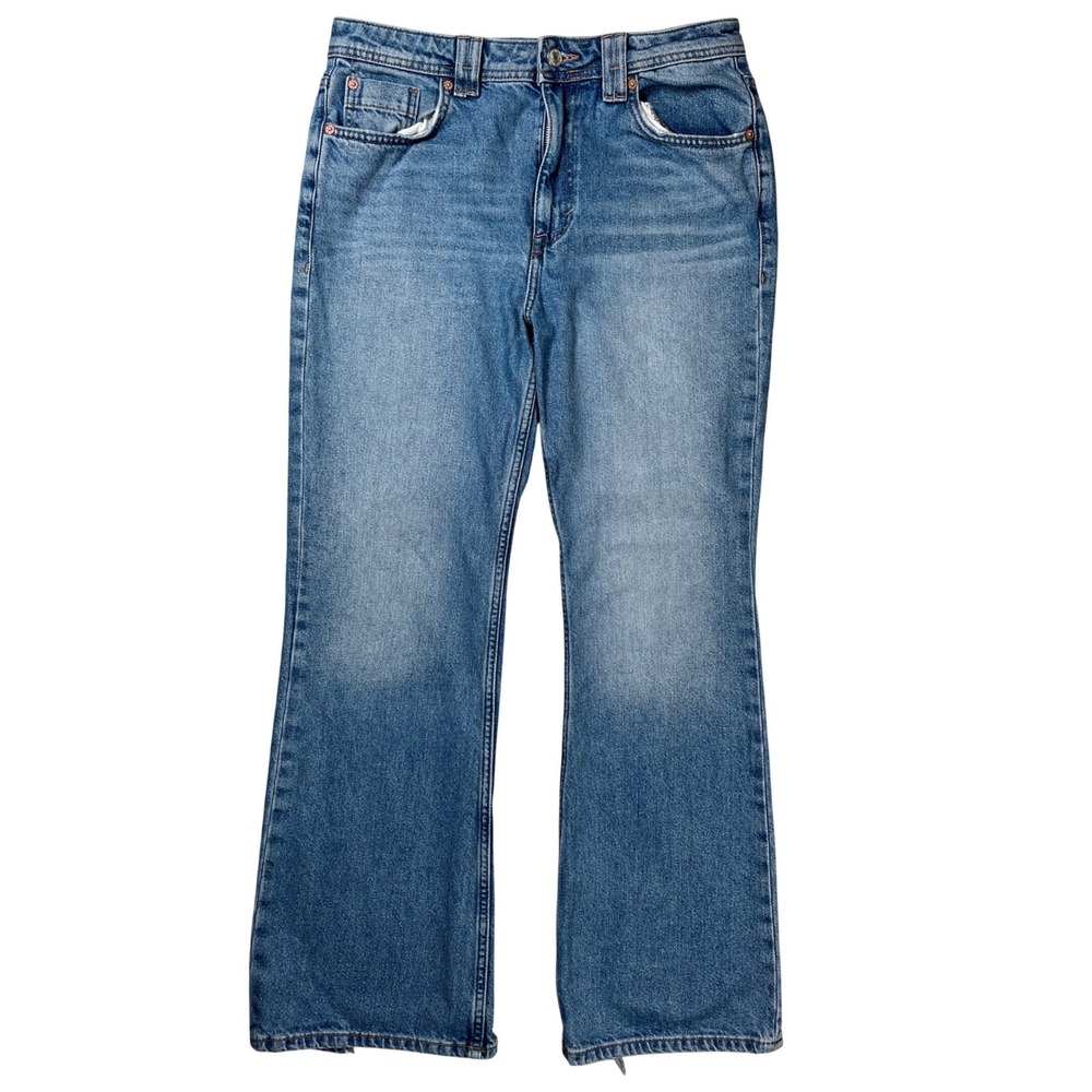We The Free Ava High Rise Boot Cut Jeans Womens 29 Blue Distressed Raw Hem Denim